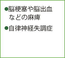 ●頚椎捻挫後遺症（むちうち）　●脳梗塞や脳出血などの麻痺